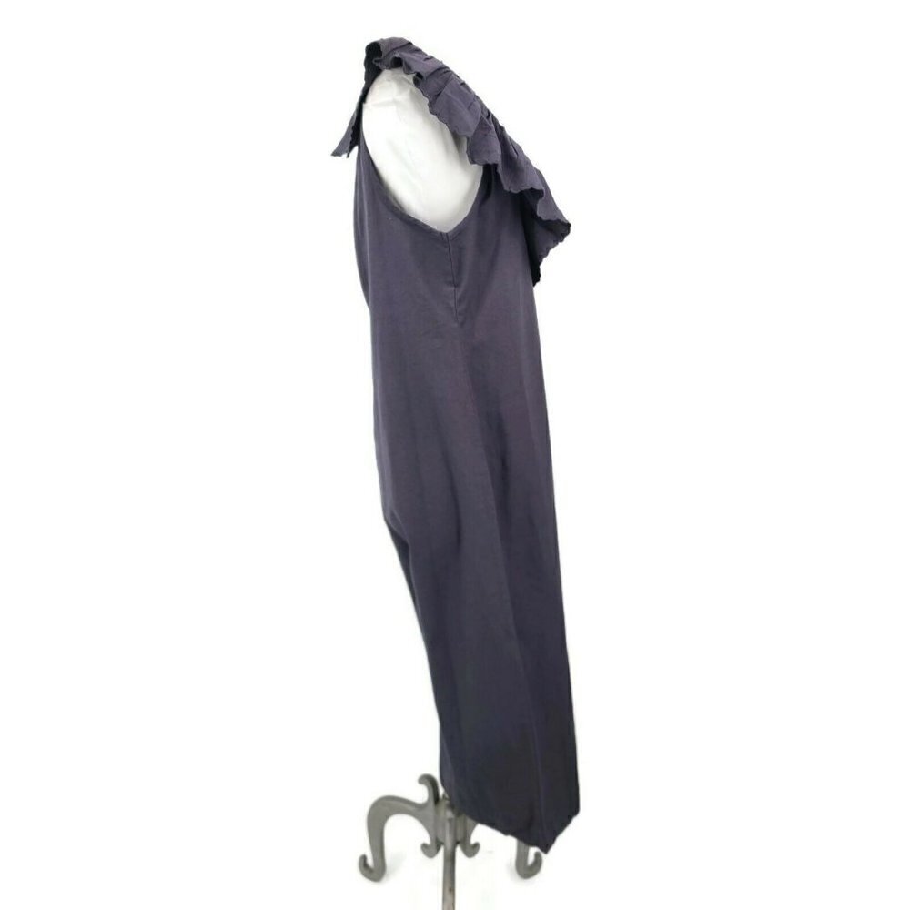 New Maria Stanley Grey Ruffle Romper Womens M Anthropologie Cropped Wide Leg — image 3 of 8